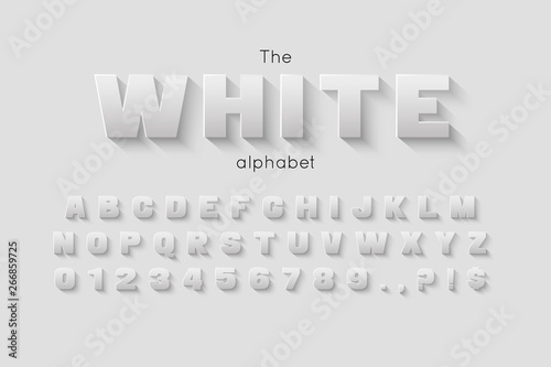 Vector 3d bold font and alphabet. Abc, english letters and numbers