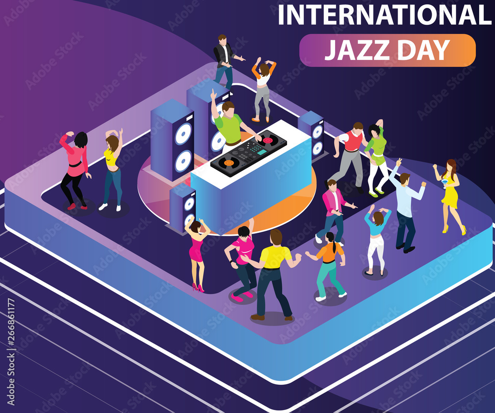 Obraz premium Isometric Artwork Concept of International Jazz Day
