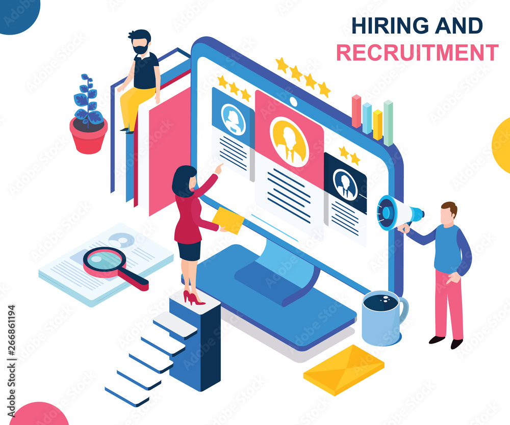 Isometric Artwork Concept of Hiring And Recruitment Isometric Artwork Concept of Hiring And Recruitment