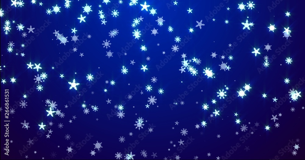 Christmas blue background with snowflakes - falling snow