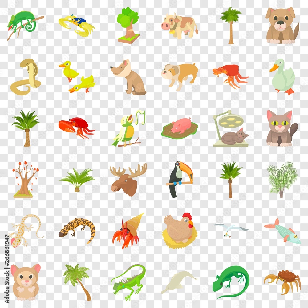 Different animal icons set. Cartoon style of 36 different animal vector icons for web for any design Different animal icons set. Cartoon style of 36 different animal vector icons for web for any design
