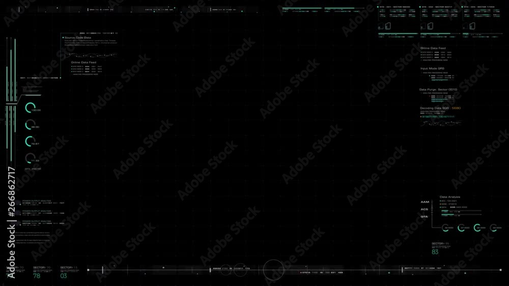 Futuristic graphic user interface head up display screen blank template with digital data telemetry information display for graphic overlay