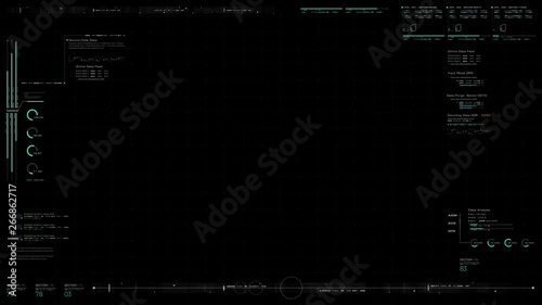 Futuristic graphic user interface head up display screen blank template with digital data telemetry information display for graphic overlay