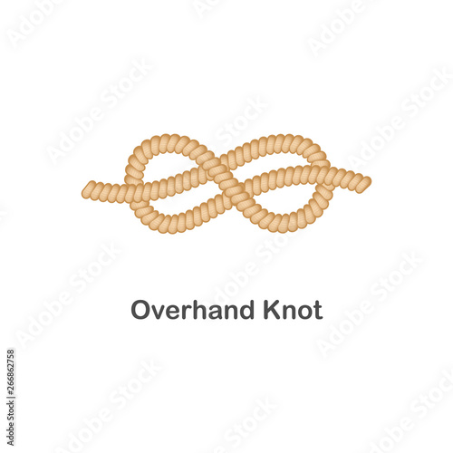 Type of nautical or marine node overhand knot for rope with a loop