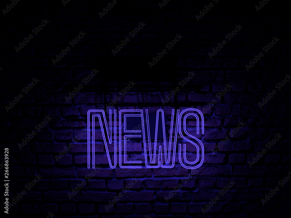 Obraz premium Fake News Neon Sign color - Illustration Computer Rendered - Illustration