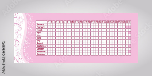 Menstrual cycle period calendar.