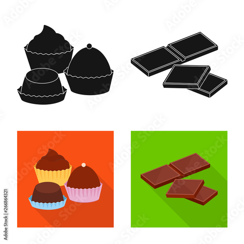 Vector illustration of food and yummy sign. Collection of food and brown   vector icon for stock.