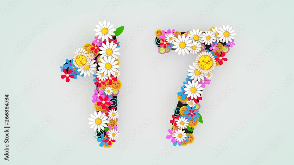 Numerical digit floral animation, 17. Numerical digit floral animation, 17.