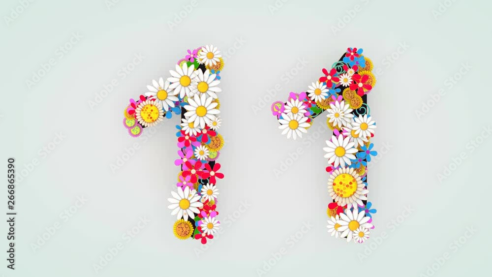 Numerical digit floral animation, 11. Numerical digit floral animation, 11.