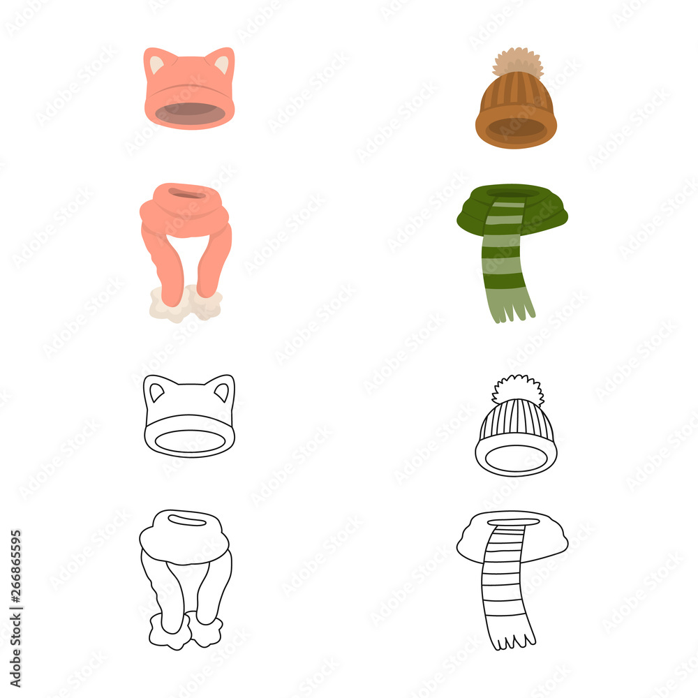 Vector illustration of clothes  and texture symbol. Set of clothes  and weather  vector icon for stock.