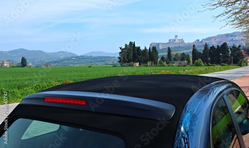 Italy, Umbria: My little car admires Assisi.