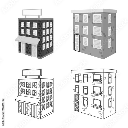 Vector illustration of construction and building sign. Set of construction and estate stock symbol for web.