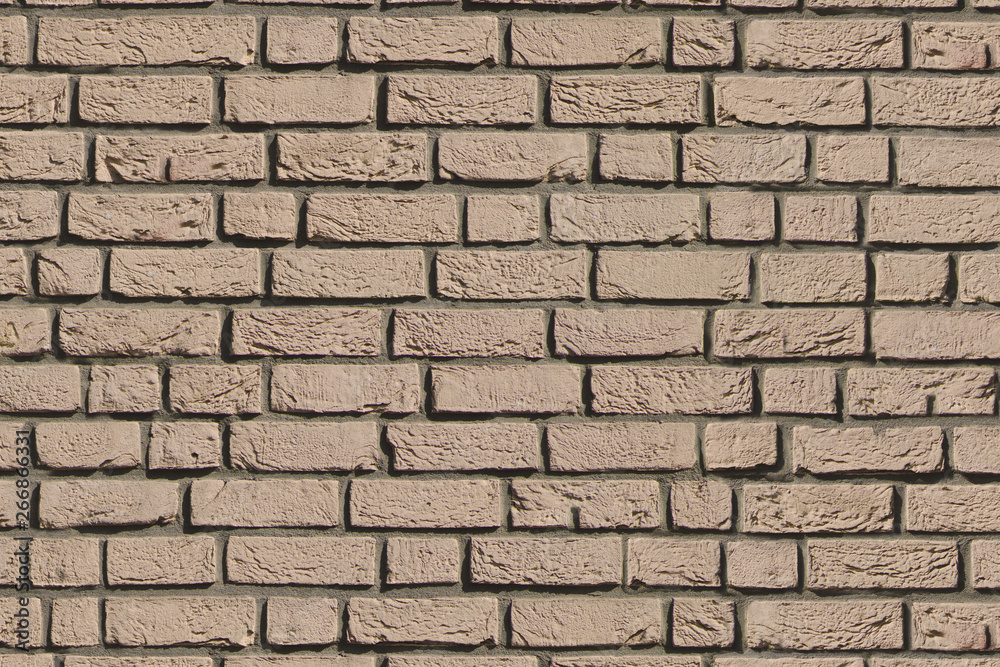 Obraz premium beige light brown brick bricks stone mortar stucco wall background backdrop surface