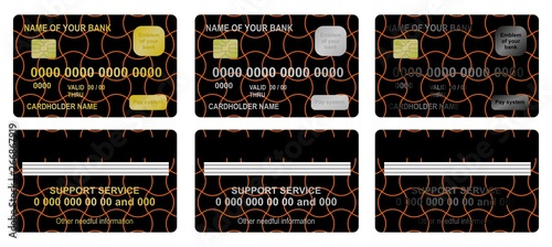 Bank card black tile with orange lines backgrounds