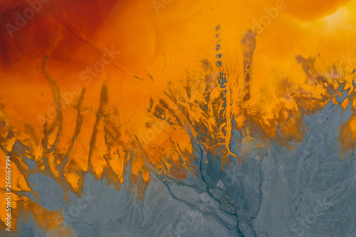 Drone view of contaminated, toxic water stream in Geamana, Romania