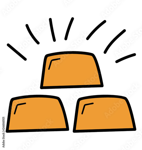 Doodle vector design of gold bricks.