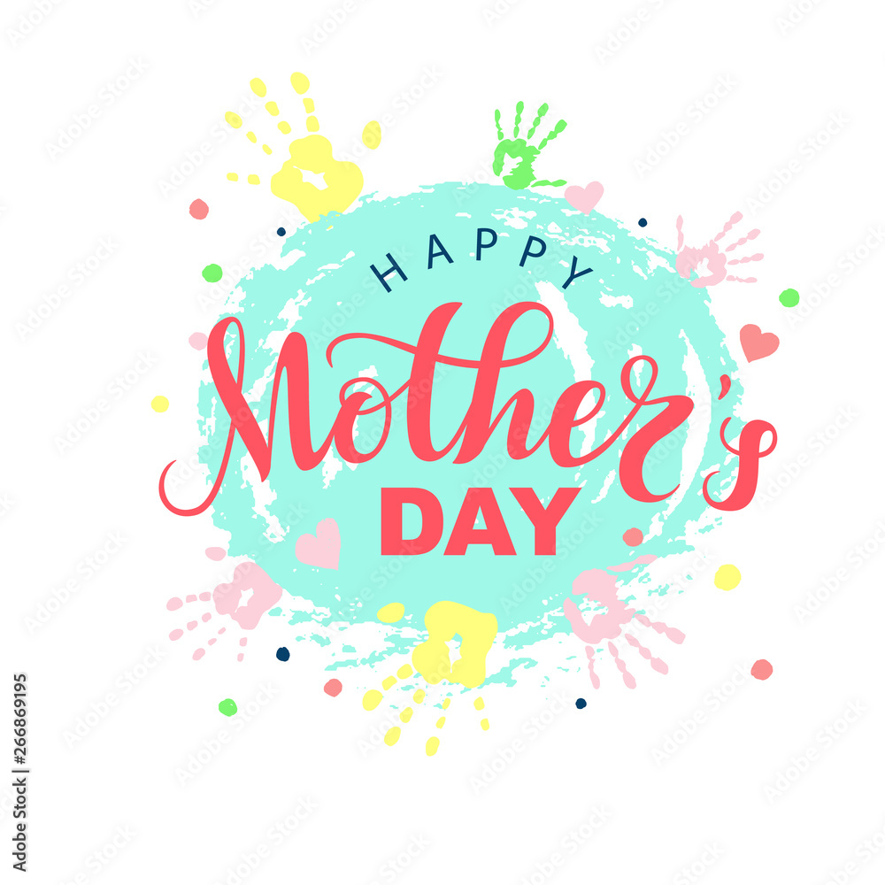 Vector Handwritten lettering Happy Mothers Day on white background. Color modern naive inscription for design, background, card, print, sticker, banner. Greeting card with text and decorative elements Vector Handwritten lettering Happy Mothers Day on white background. Color modern naive inscription for design, background, card, print, sticker, banner. Greeting card with text and decorative elements