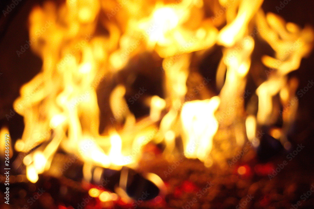 Naklejka premium Blur hot yellow fire in the oven