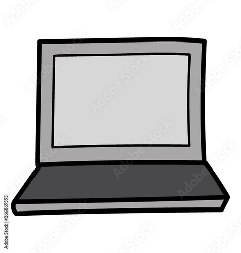 Laptop icon in doodle design.