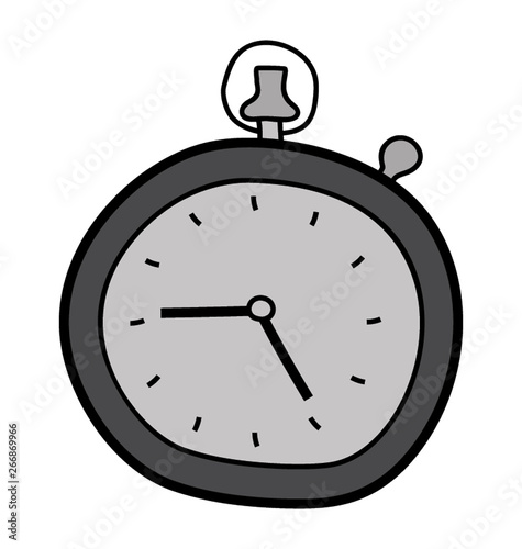 Clock doodle icon isolated on white background.