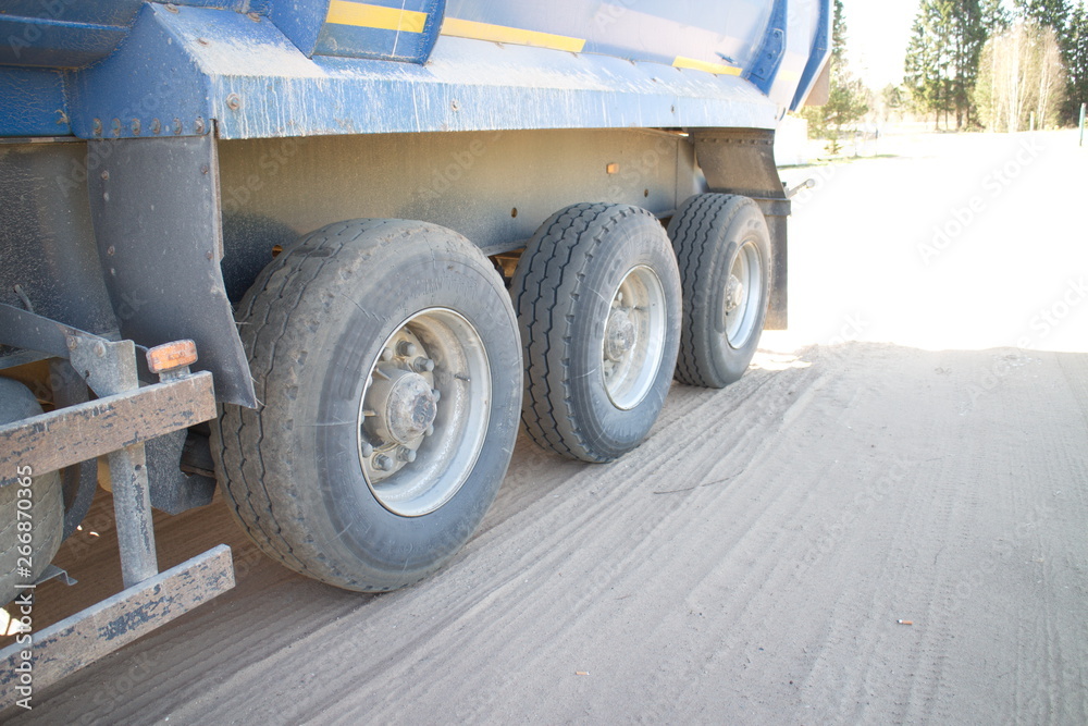 Naklejka premium heavy truck wheels from a dump truck