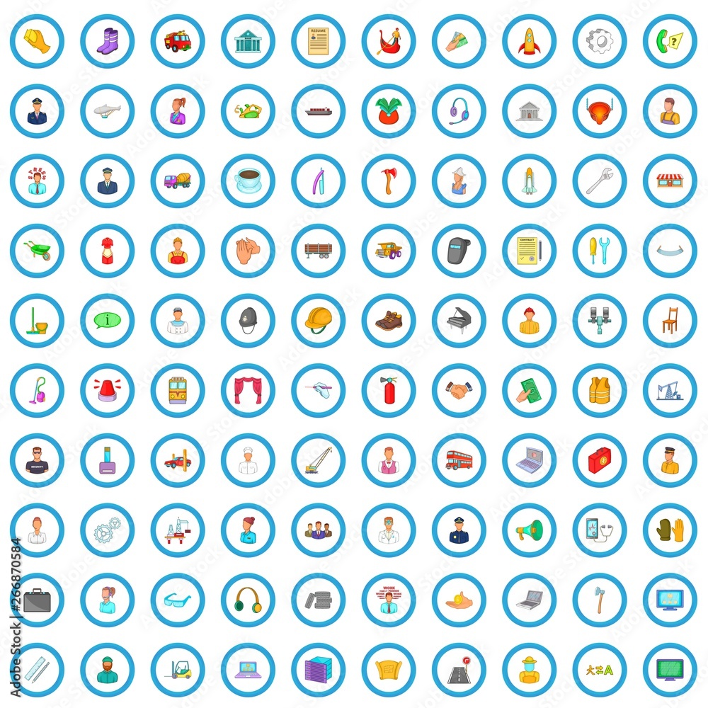 100 work icons set in cartoon style for any design vector illustration 100 work icons set in cartoon style for any design vector illustration