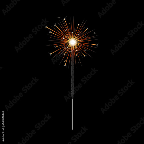 Bengal sparkler stick fire burning and glowing