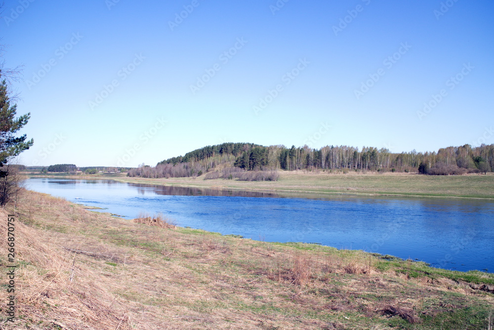 Fototapeta premium landscape, spring river in the morning