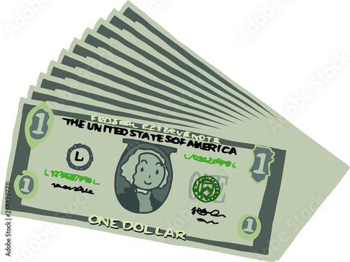 Bunch of Cute hand-painted 1 US dollar banknote