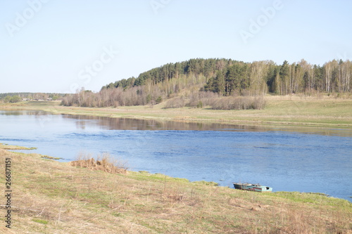 landscape, spring river in the morning