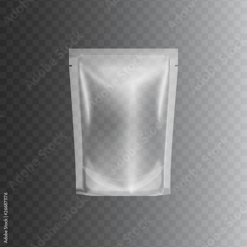 Clear sealed plastic bag package, realistic 3d mockup