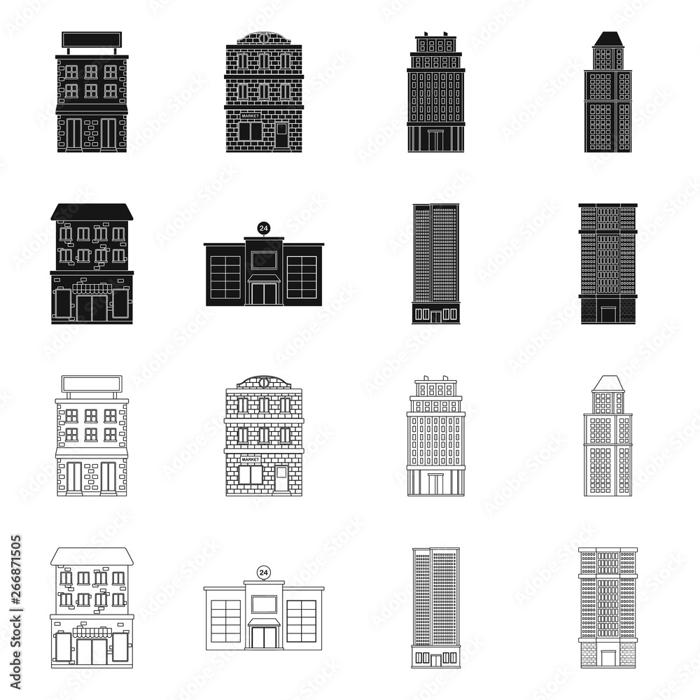 Isolated object of municipal and center icon. Set of municipal and estate   vector icon for stock.
