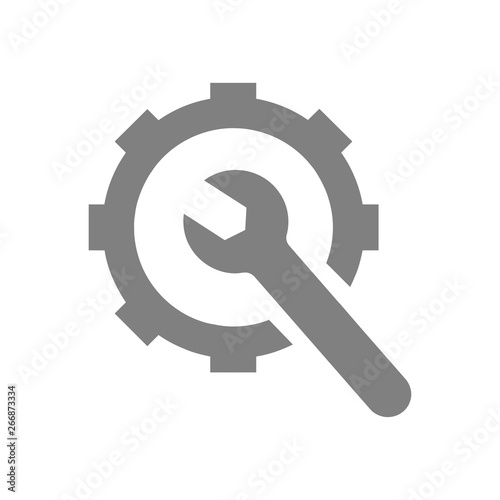 wrench with gear, wrench with hand , work tool icon