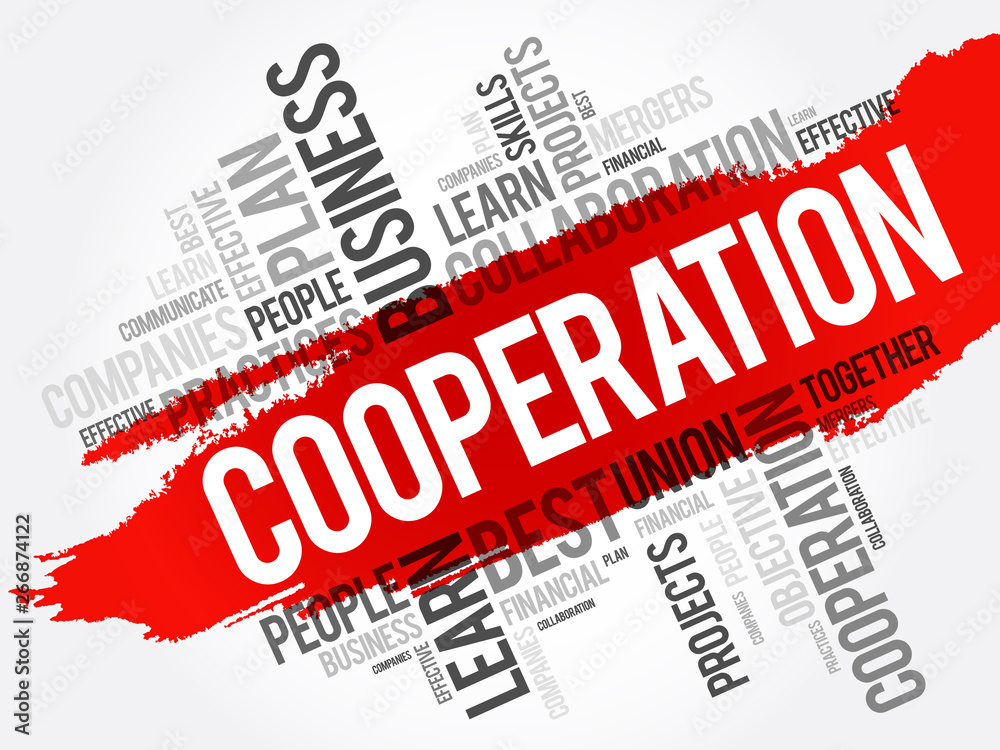 Cooperation word cloud collage, business concept background