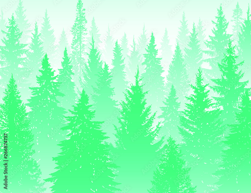 Abstract background. Forest wilderness landscape. Template for your design works. Hand drawn vector illustration.