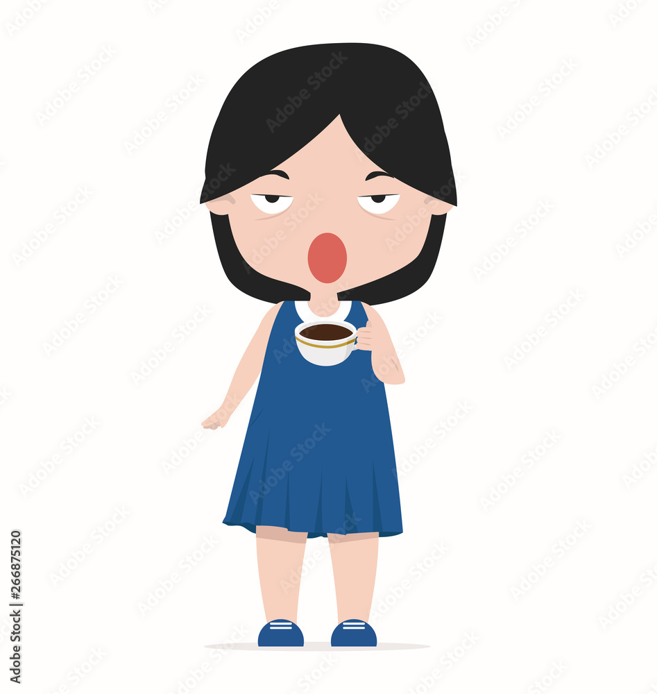 cute girl with cup of coffee cartoon cute girl with cup of coffee cartoon