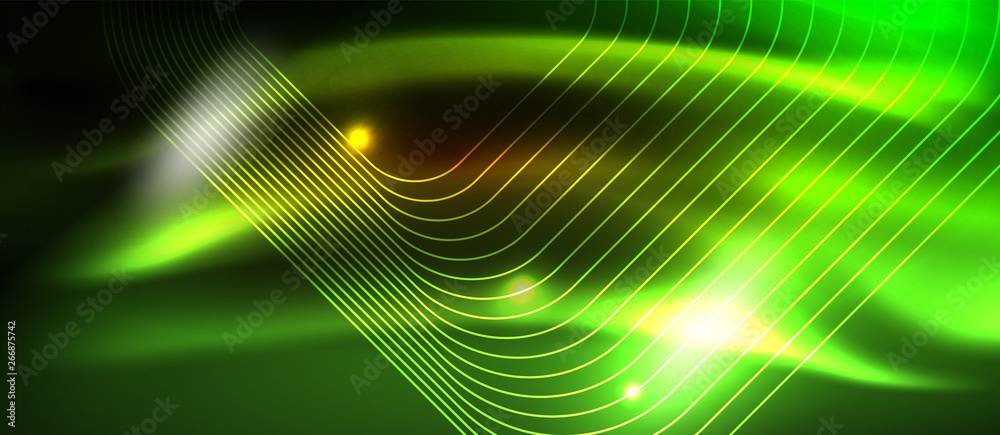 Neon square shapes lines on glowing light background Neon square shapes lines on glowing light background