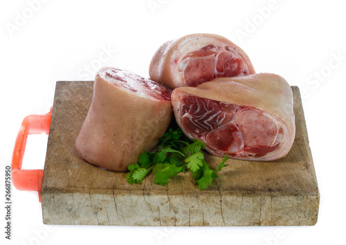 Canvas Print raw pork (leg) isolated on white background