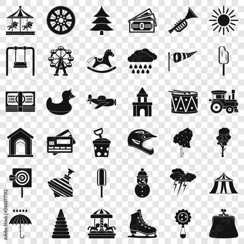 Children carousel icons set. Simple style of 36 children carousel vector icons for web for any design