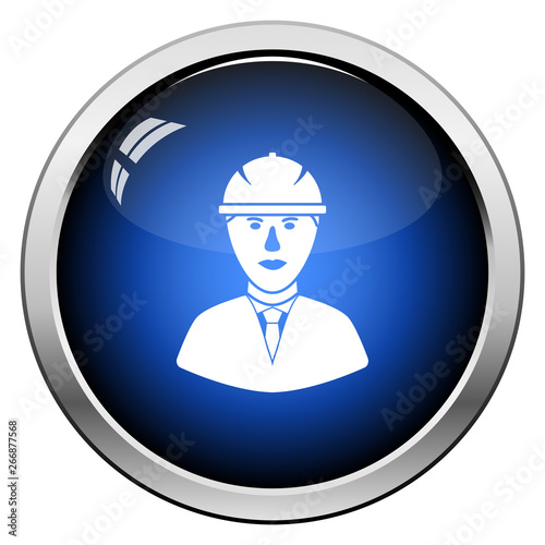 Icon Of Construction Worker Head In Helmet