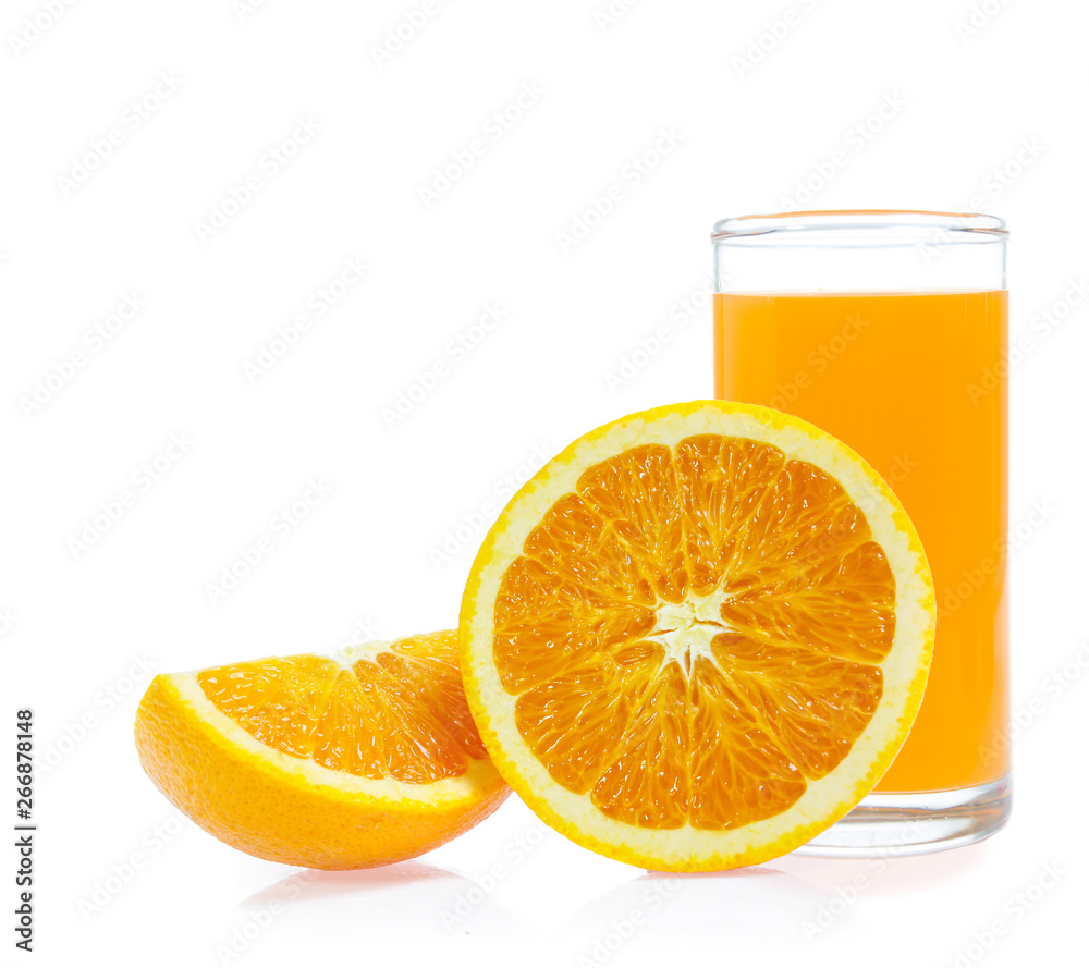 orange juice isolated on white background