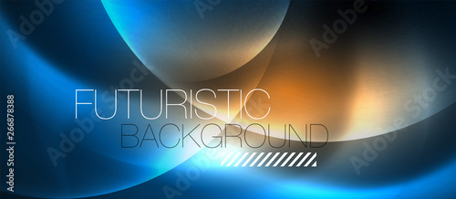 Blue neon bubbles and circles abstract background, futuristic magic techno design