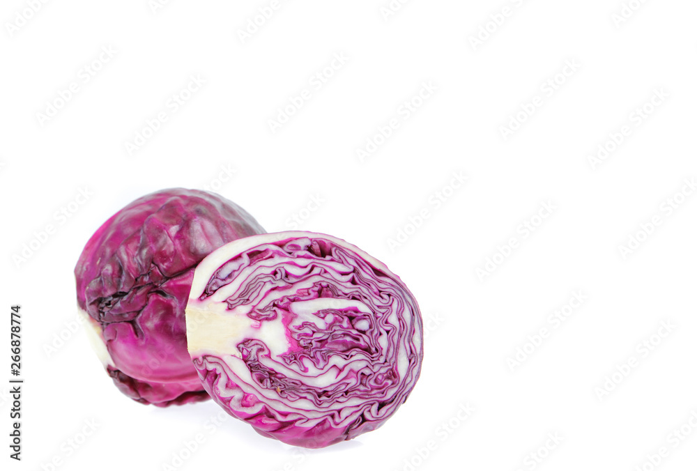 copy space red cabbage isolated on white copy space red cabbage isolated on white