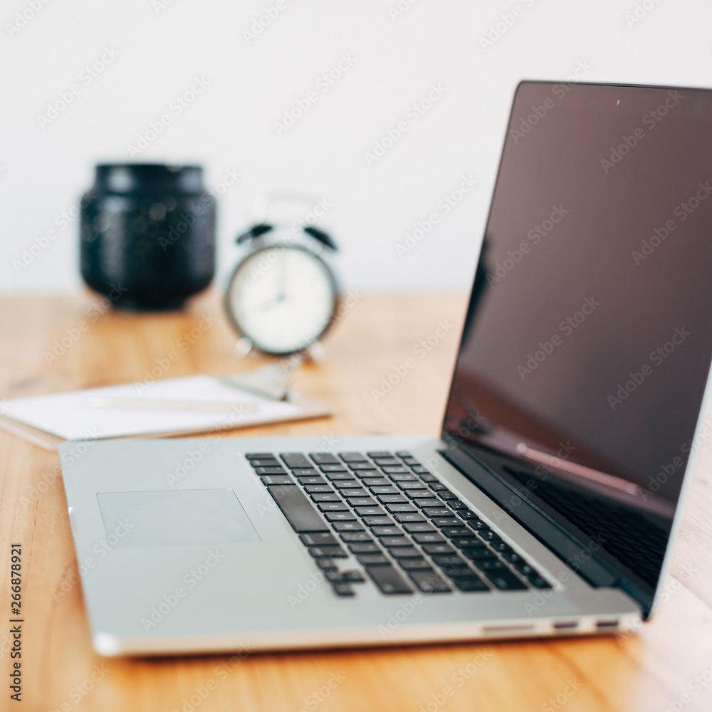 Freelance workplace with laptop Freelance workplace with laptop