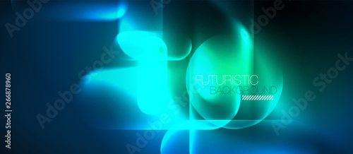 Blue neon round shapes techno background