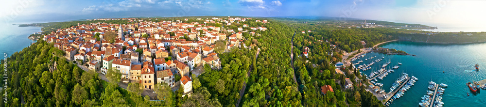 Town of Omisalj on Krk island aerial panorama