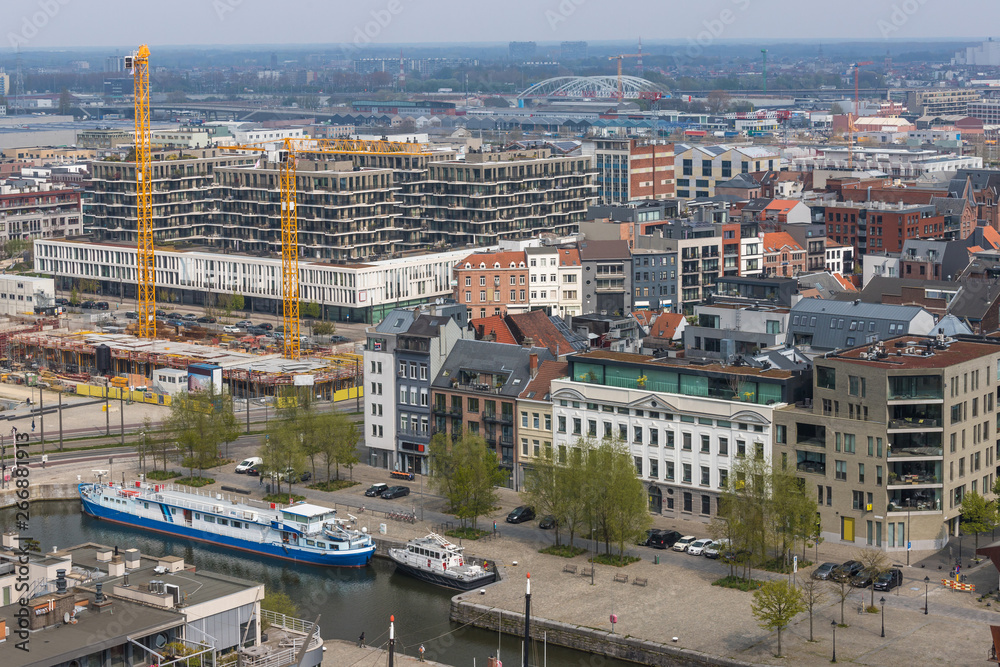Fototapeta premium antwerpen belgium cityscape from above