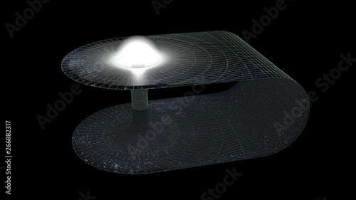 A wormhole connecting two point in space. Singularity. 3d illustration