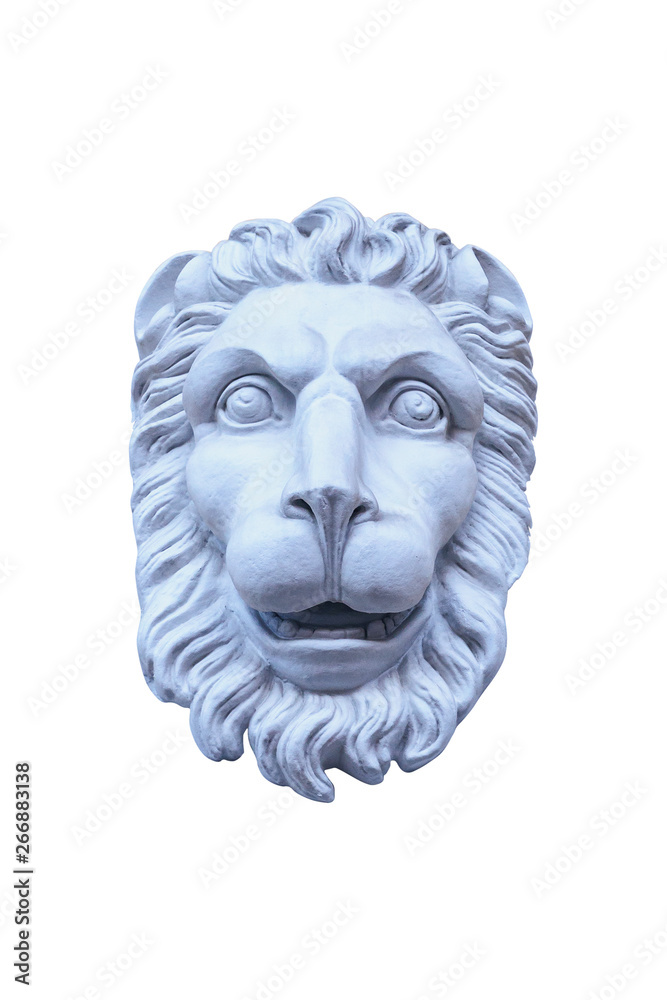 gypsum sculpture lion head isolated on white background gypsum sculpture lion head isolated on white background