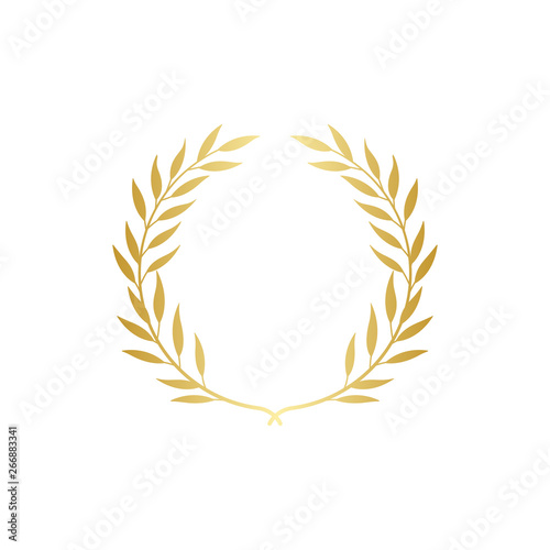Golden Greek wreath of laurel or olive branches vector isolated on background.